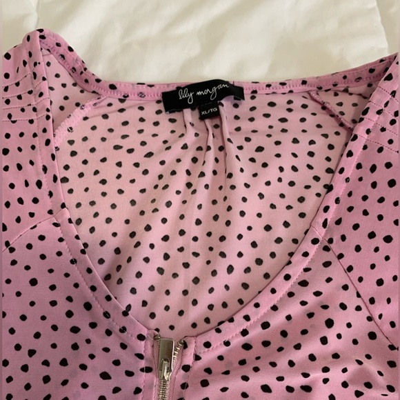 Lily Morgan Pink Polka Dot Short Sleeve Blouse Women’s Size US XL - Picture 7 of 10